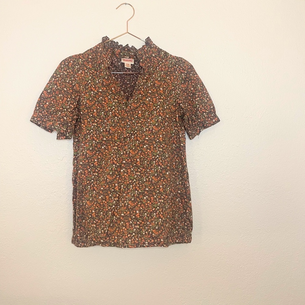 Mossimo Supply Co. Floral Blouse with Ruffle Detail XS